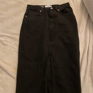 Mango Denim Midi Skirt in Black